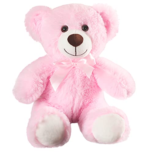 SNOWOLF Pink Teddy Bear Plush Toy, Soft Stuffed Animal Doll, 35cm