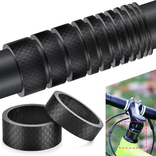 11PCS Bike Carbon Fiber Headset Spacers, Matte Finish, Fits 1-1/8 Inch Stem for MTB, Road Bicycle Handlebar Stems, (15/10/5/3/2/1mm) 6 Sizes