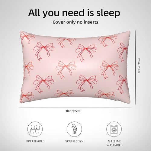 Queen Size Satin Pillowcase with Bow Print | Cooling Silk Pillow Cover