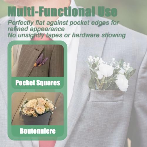 Telyone 6-Pack Square Pocket Boutonniere Sleeves for Suit Jackets - Wedding & Prom, Flowers Not Included