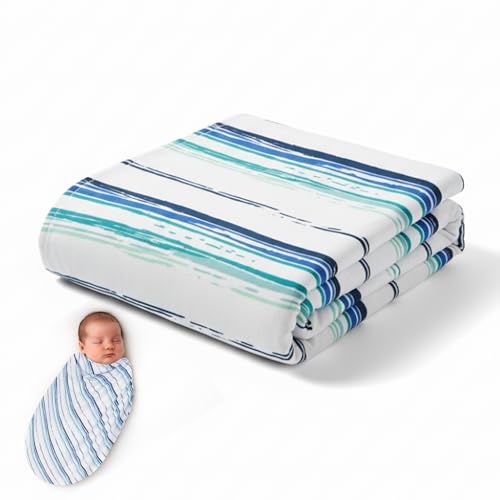Ocean Stripe Baby Swaddle Blanket - Soft, Breathable & Stretchy