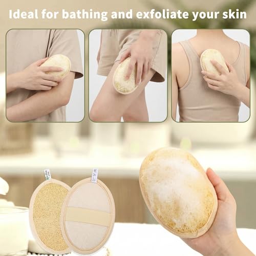 Natural Loofah Sponge Scrubber 2-Pack Eco-Friendly Travel Exfoliating Bath Pad