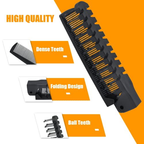 Qjaiune 6 PCS Foldable Travel Hair Brush & Massage Comb Set - Black & White