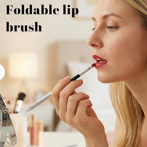 Sorcristy 2 Pcs Retractable Lip Brush with Cap for Travel Lipstick