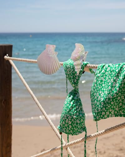 Seashell Beach Towel Clips for Pool and Cruise Chairs, 4-Piece Set