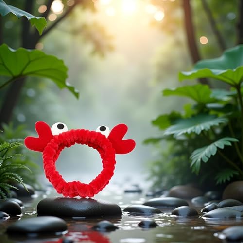 Red Crab Face Wash Headband Cute Soft Makeup Hair Band for Women Skincare