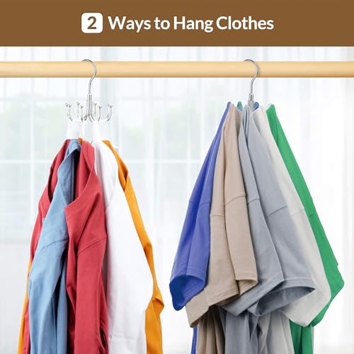 ZEDODIER 8-Hook Space Saving Clothes Hanger, Rotating Metal Organizer - Silver