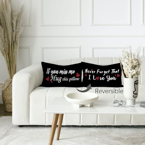 Loveyou Long Distance Relationship Throw Pillow Cover, 12x20 Flannel Case