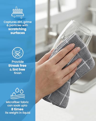 Utopia Towels 12-Pack Microfiber Washcloths, 12x12 Inch Grey Face Towels