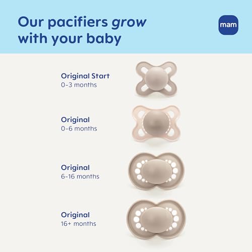 MAM Original Baby Pacifiers 6-16 Months, Glow-in-the-Dark, 4 Pack - Pepermint Green & Blue Sky