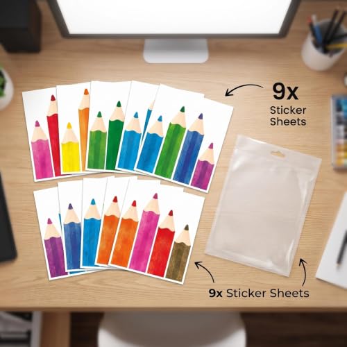 Back to School Pencil Window Clings - 9 Sheets for Classroom Decor