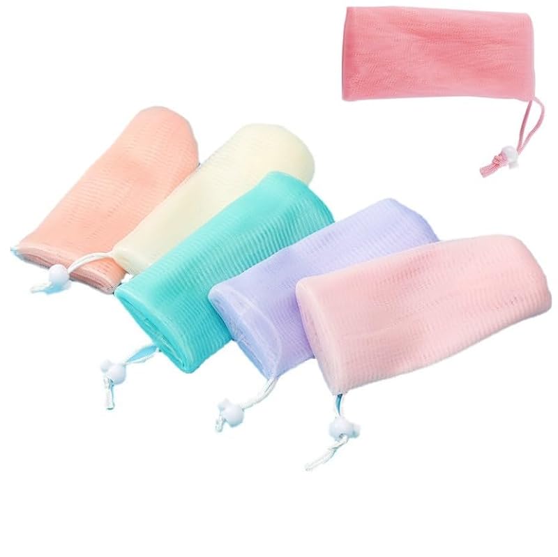 6-Pack Exfoliating Mesh Soap Pouch Bubble Foam Net Bag for Shower