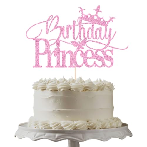 Glitter Princess Cake Topper for Girls Birthday Party Decor