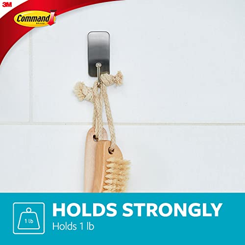 Command Satin Nickel Bath Hooks, 4 Pack - Damage-Free Organization