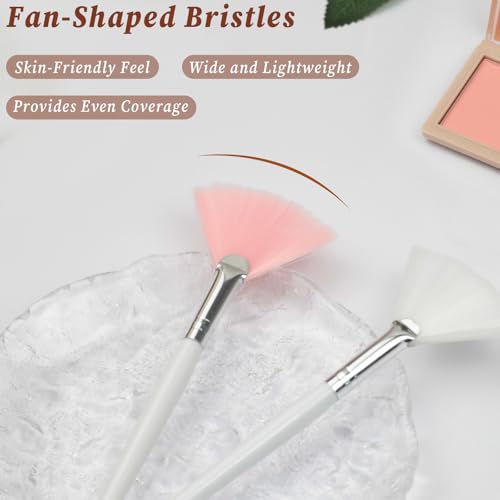 Zoolinn Facial Fan Brushes Set of 6 - Soft Face Mask Applicator Brushes