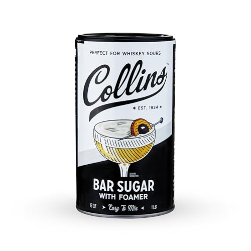 Collins Bar Sugar with Foamer - Cocktail Foam Maker for Classic Eggwhite-Style Drinks, 16oz