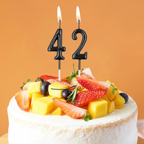 Black Number 80 Birthday Candle for Cake Decoration
