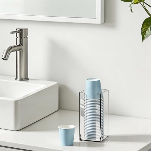 Wall-Mounted Cup Dispenser for 3oz Mouthwash Cups - Clear Acrylic