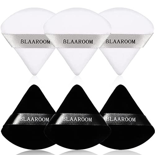 BLAAROOM 6-Piece Soft Triangle Velour Powder Puffs for Face Makeup