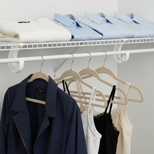 Josojoou 2-Pack J-Shaped Closet Rod Support Brackets - White PP Plastic
