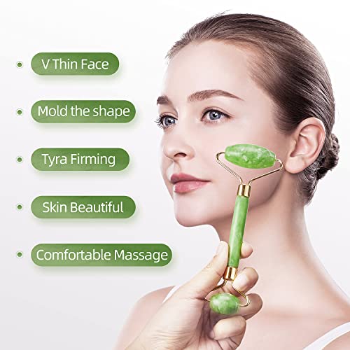 Natural Jade Roller for Face and Eyes - Noiseless Facial Massage Tool