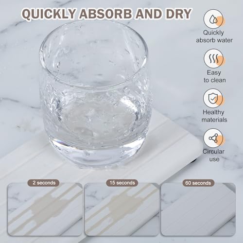 White 4-Stripes Diatomite Drying Tray Set - 4PCS Fast Absorbing Coasters for Sink & Counter