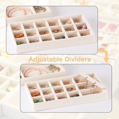 Beige Earring Organizer Tray - Stackable Jewelry Storage Set of 1