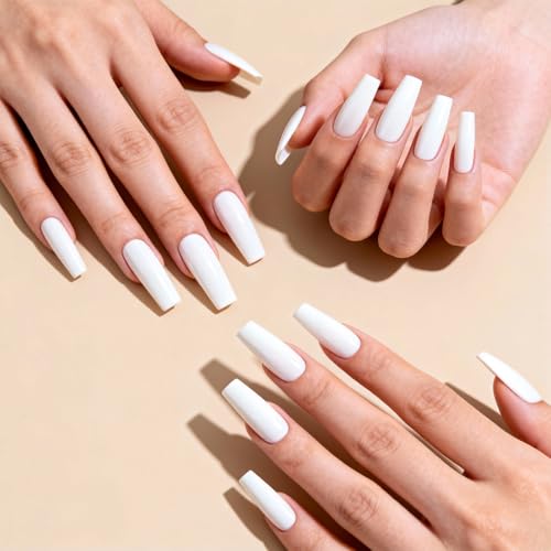 Thinp 120 Pcs Medium Square White French Tip Press on Nails