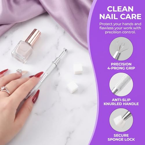 Nail Art Ombre Sponges Set 200 Pcs with Pickup Tool for Gradient Manicure