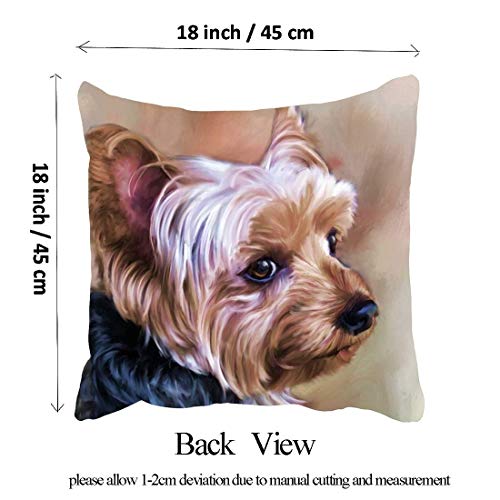 Yorkie Throw Pillow Cover 18x18, Yorkshire Terrier Decorative Cushion Case