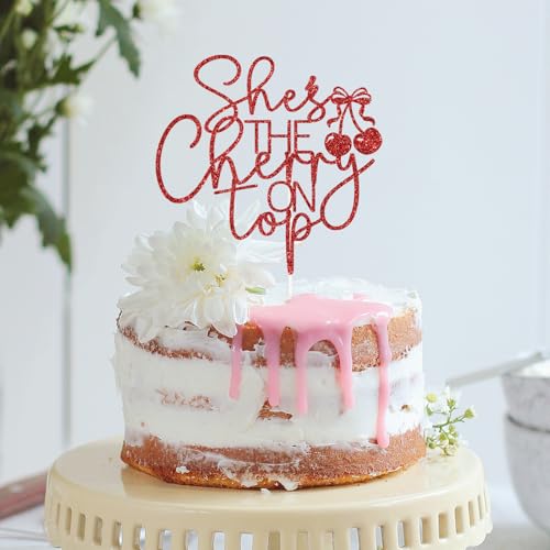 She's the Cherry on Top Cake Topper - Summer Fruit Party Decor