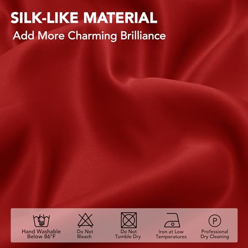Deconovo 100% Blackout Curtains with Black Liner, Thermal Insulated Noise?Reducing Grommet Drapes, Double?Layer Room Darkening for Bedroom, Nursery, Home Office,1 Panels,Bright Red,100W x 95L