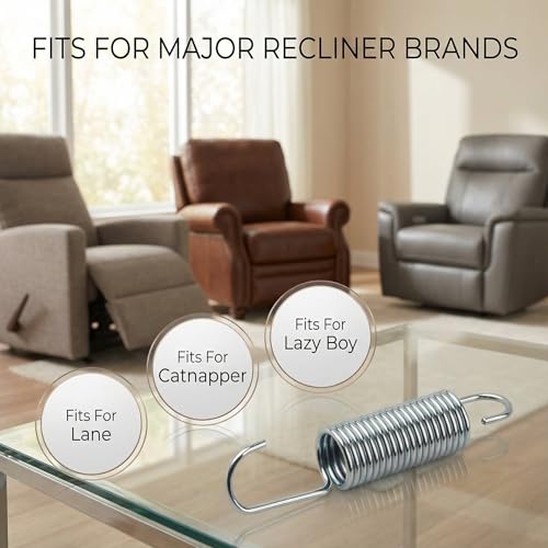 3-5/8 Inch Recliner Tension Spring Replacement - 2 Pack Stainless Steel
