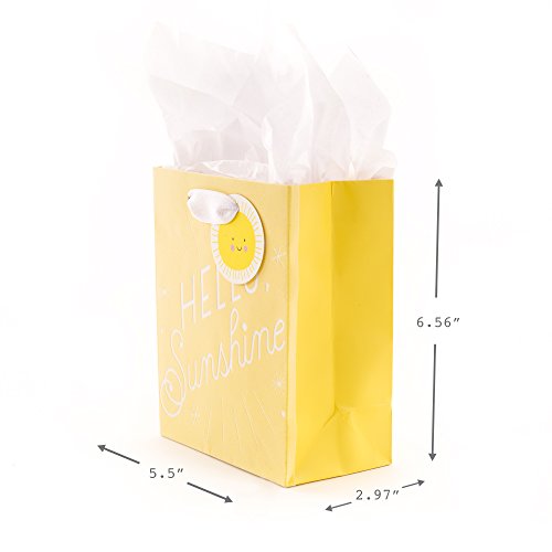 Hallmark Small Gift Bag, Hello Sunshine Yellow with Tissue Paper