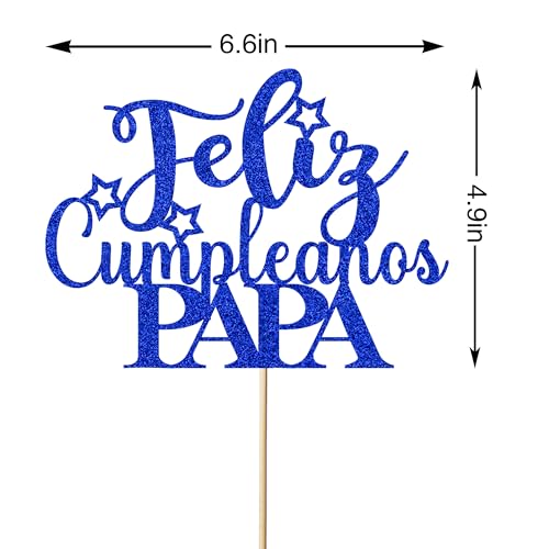 Glitter Father's Day Cake Topper Blue Dad Birthday Party Decoration