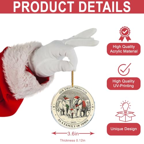 First Christmas Family Ornament Elephant 3.6in Funny Holiday Decor Gift