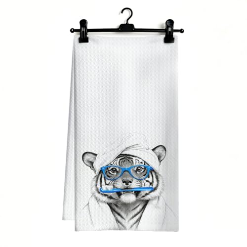 Funny Tiger Bathroom Hand Towel - 16x24 Inch Decorative Washroom Linens