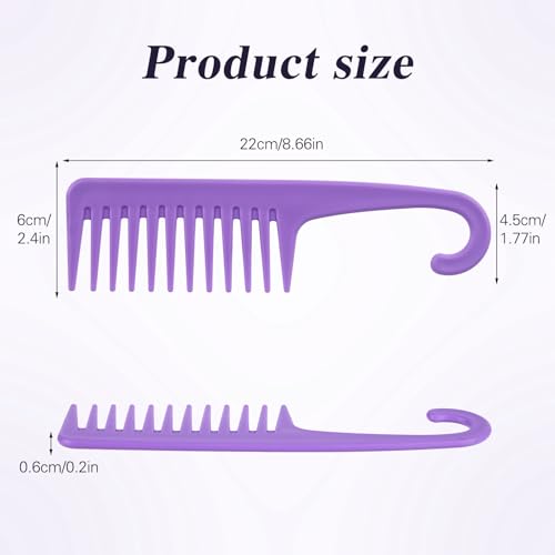 Wide Tooth Hair Combs with Hook 3-Piece Detangling Shower Comb Set