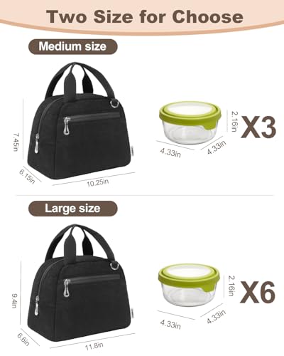 Insulated Women’s Lunch Bag - Reusable Corduroy Tote with Front & Back Pockets