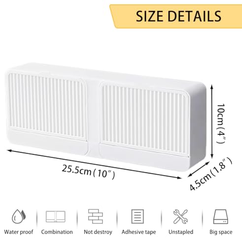 PEFWO 2-in-1 Wall Mounted Soap Holder with Hooks - Self-Draining White