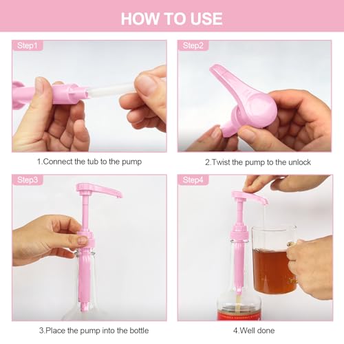 Pink Coffee Syrup Pump for 25 oz Bottles - 2-Pack
