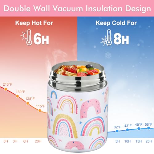 Wiwens 12oz Kids Insulated Soup Thermo - White-Rainbow Leakproof Food Jar for Hot & Cold Meals
