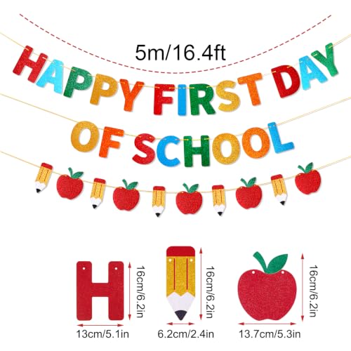 Happy First Day of School Banner, Classroom and Home Decor