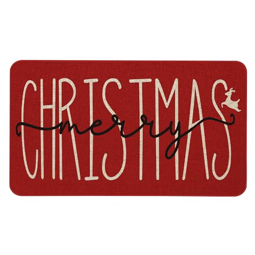 Christmas Elk Welcome Door Mat - Holiday Decor, 30x17 Inch, Non-Slip