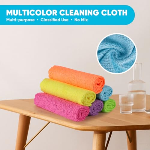Oighty Multicolor Microfiber Cleaning Cloths 24 Pack, Soft & Reusable 12x11 Inch