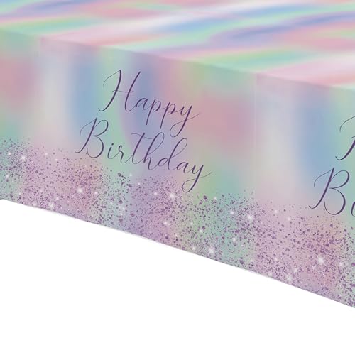 3 Pack Iridescent Purple Holographic Tablecloths - 86x55in