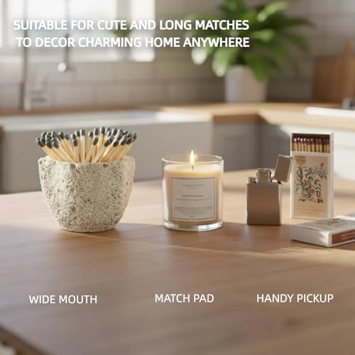 Augonla Concrete Match Holder with Striker Pads - Oatmeal Crater Design