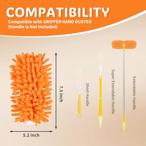 BEVAUEG Reusable Duster Pads for Swiffer - Washable Microfiber, 2 Pack Orange