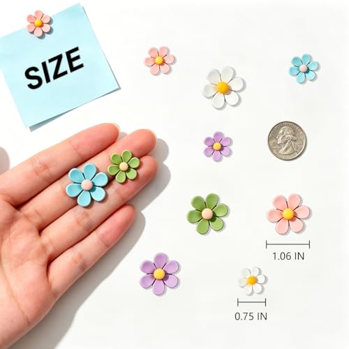 30PCS Cute Flower Fridge Magnets - 3D Resin Decorative Set