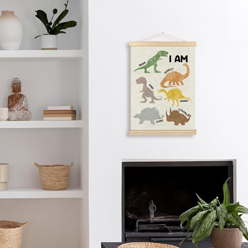 Dinosaur Wall Art for Kids - 12x16 Inspirational Canvas Decor